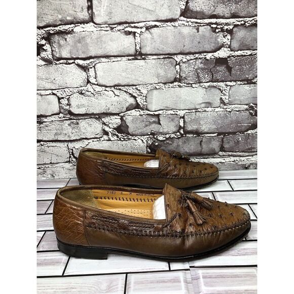Magnanni Tobacco Ostrich Brown Leather Tassel Dress Loafers Men’s Sz 9M US/42EU main image 5